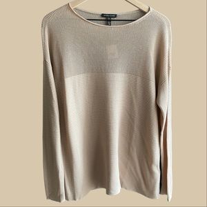 NWT Eileen Fisher Sleek Tencel Rib Crew Neck Long Sleeve Knit Sweater